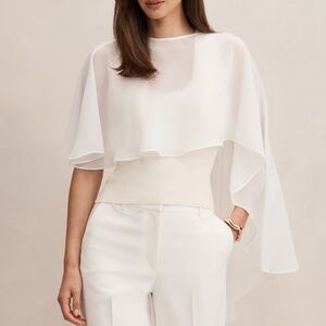 NWT White Bridal Cape (Shorter Length) Chiffon Bridal Shawl